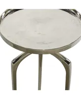 Contemporary Round Raised Edge Accent Table - Silver