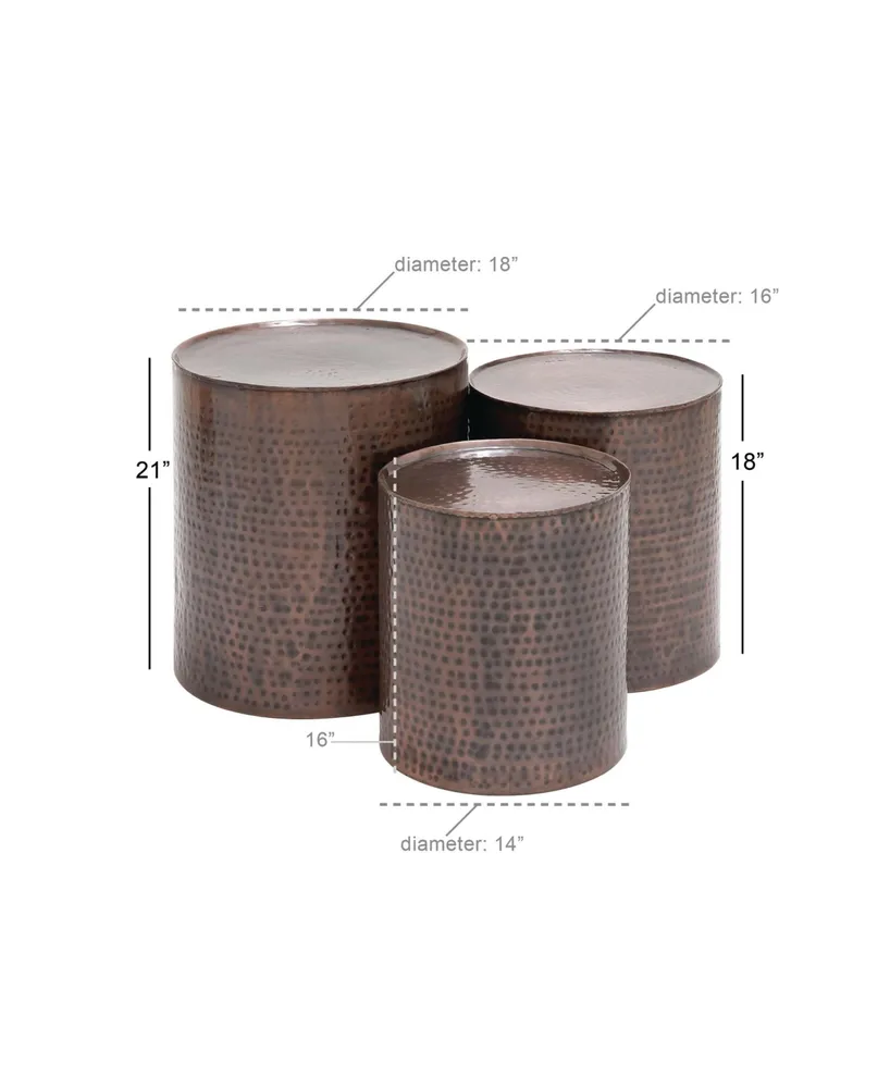 Metal Industrial Accent Table Set, 3 Piece
