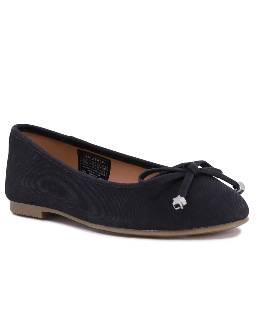 Nautica Little Girls Alonna Star Bow Detail Ballet Flat