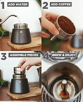 Grosche Milano Steel Stainless Steel Stovetop Espresso Maker Moka Pot 6 Espresso Cup Size 10 oz