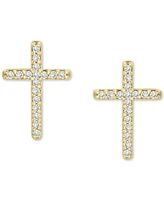 Wrapped Diamond Cross Stud Earrings (1/10 ct. t.w.) in 14k Gold or 14k white gold, Created for Macy's