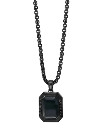 Effy Men's Onyx and Black Spinel 24" Pendant Necklace in Black Pvd Plated Sterling Silver