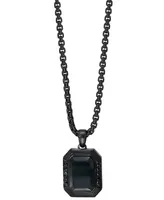 Effy Men's Onyx and Black Spinel 24" Pendant Necklace in Black Pvd Plated Sterling Silver