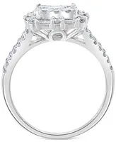 Effy Diamond Round & Baguette Halo Cluster Engagement Ring (1-1/20 ct. t.w.) in 14k White Gold