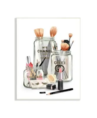 Stupell Industries Fashion Brand Makeup In Mason Jars Glam Design Wall Plaque Art Collection