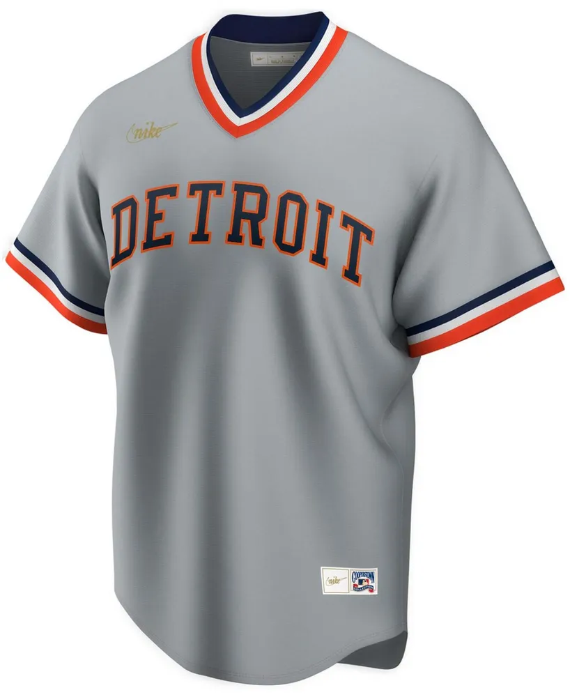 Men's Gray Detroit Tigers Road Cooperstown Collection Team Jersey
