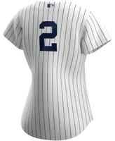 Women's Derek Jeter White and Navy New York Yankees Home Replica Player Jersey