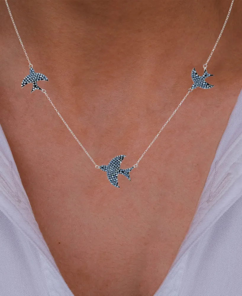 Lab-Grown Blue Spinel Dove 18" Station Necklace (2 ct. t.w.) in Sterling Silver
