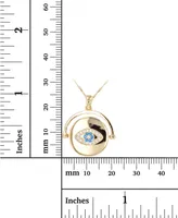 Lab-Grown Blue Spinel (1/8 ct. t.w.) Cubic Zirconia Evil Eye Disc Pendant Necklace in 14k Gold-Plated Sterling Silver, 18" + 2" extender