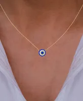 Lab-Grown Blue Spinel (3/4 ct. t.w.) Cubic Zirconia Evil Eye 18" Pendant Necklace in 14k Gold-Plated Sterling Silver
