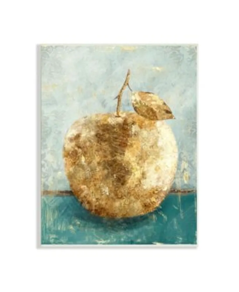 Stupell Industries Gold Tone Apple Green Textured Food Painting Wall Plaque Art Collection