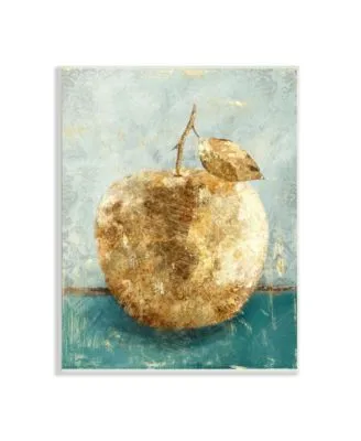 Stupell Industries Gold Tone Apple Green Textured Food Painting Wall Plaque Art Collection