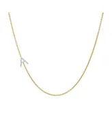 Diamond Asymmetrical Initial 14K Yellow Gold Necklace