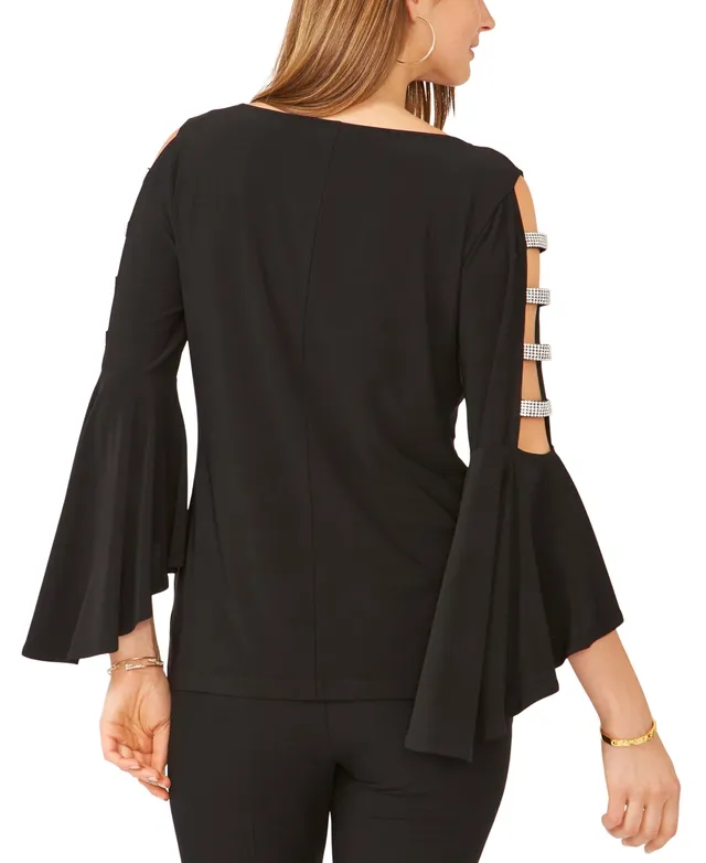 Msk Ladder-Trim Bell-Sleeve Top