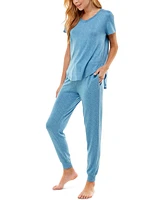 Roudelain V-Neck T-Shirt & Jogger Pants Pajama Set