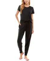 Roudelain Scoop Neck T-Shirt & Jogger Pants Pajama Set