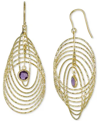 Garnet Bezel Spiral Drop Earrings (2 ct. t.w.) 14k Gold-Plated Sterling Silver (Also Amethyst)