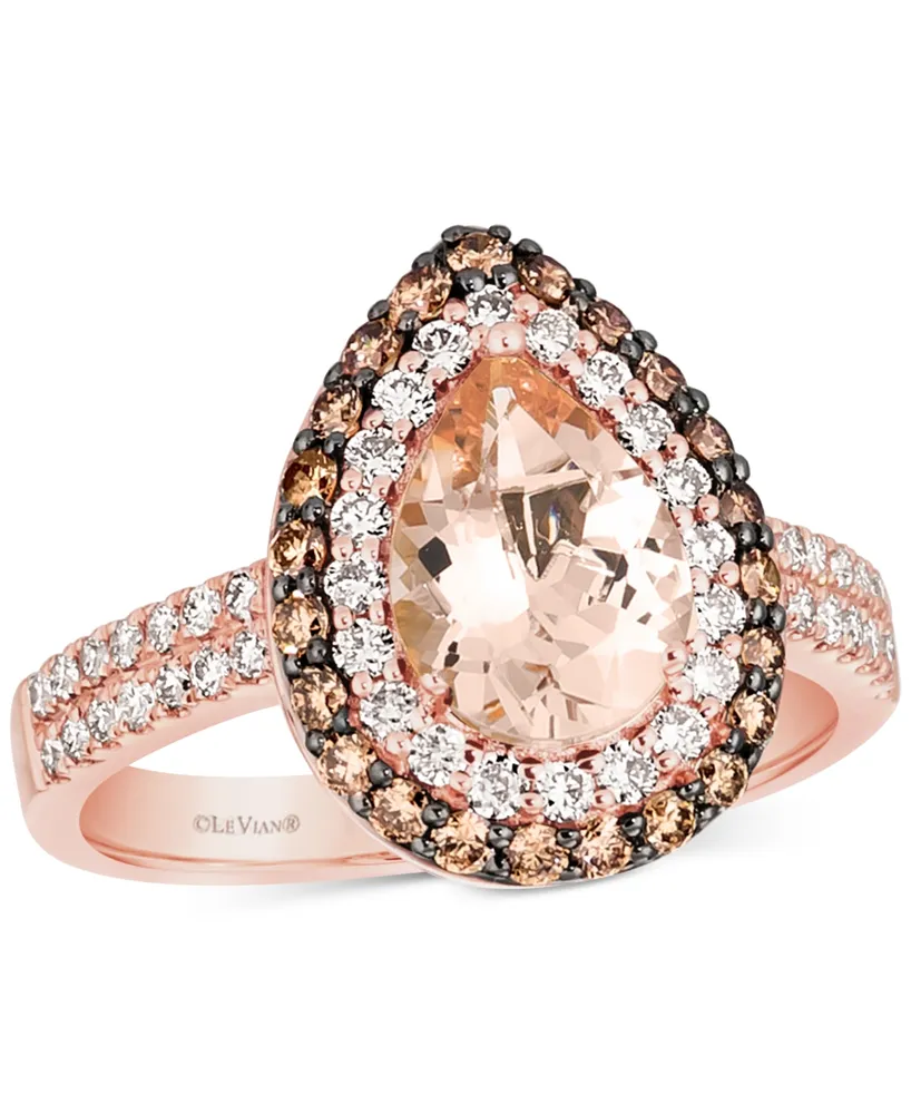 Le Vian Peach Morganite (7/8 ct. t.w.) & Diamond (3/4 Teardrop Halo Ring 14k Rose Gold