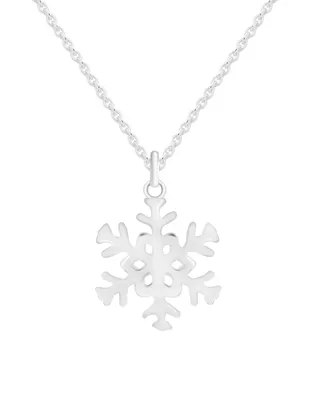 Snowflake Drop Necklace in Fine Silver Plate in Gift Card Box - Silver