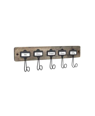 Spectrum Vintage-Inspired Living Wall Mount 5 A-Hook with Nameplates
