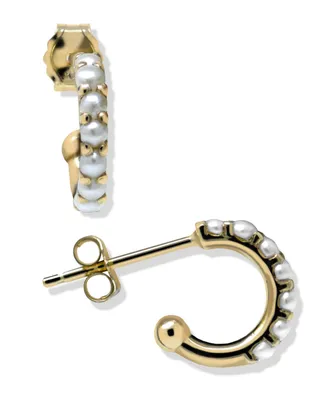 Jac+Jo Women's Modern Pearl Mini Pave Huggies Earring
