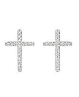 Wrapped Diamond Cross Stud Earrings (1/10 ct. t.w.) 14k Gold or white gold, Created for Macy's