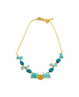 Women's Ain Necklace with Turquoise and Amazonite Stones - Gold