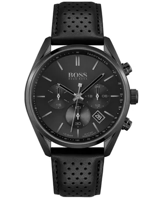 Boss Men's Chronograph Champion Perforated Leather Strap Watch 44mm