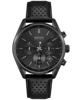 Hugo Boss Men's Chronograph Champion Perforated Leather Strap Watch 44mm