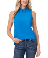 CeCe Women's Sleeveless Collared Dot Trim Blouse