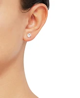 2-Pc. Set Cubic Zirconia Stud & Ruffle Oval Hoop Earrings in 10k Gold