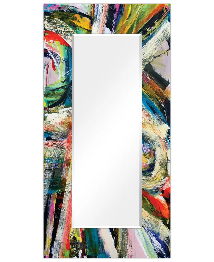 Rock Star I" Rectangular Beveled Mirror on Free Floating Printed Tempered Art Glass.