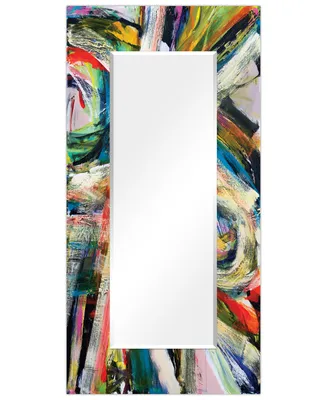 Rock Star I" Rectangular Beveled Mirror on Free Floating Printed Tempered Art Glass.