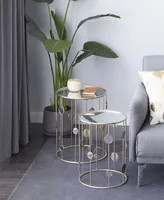 Metal Contemporary Accent Table, 2 Pieces - Gold