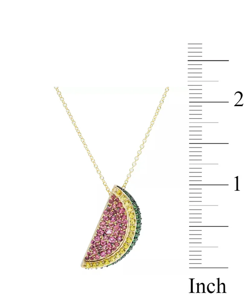 Pink Tourmaline (1-1/3 ct. t.w.), Tsavorite (1 ct. t.w.) Yellow Sapphire (5/8 ct. t.w.) Pendant 14K Gold