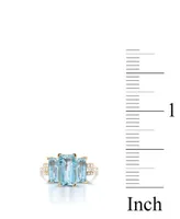 Aquamarine (3 ct. t.w) & Diamond (1/2 ct. t.w.) Ring in 14K Yellow Gold