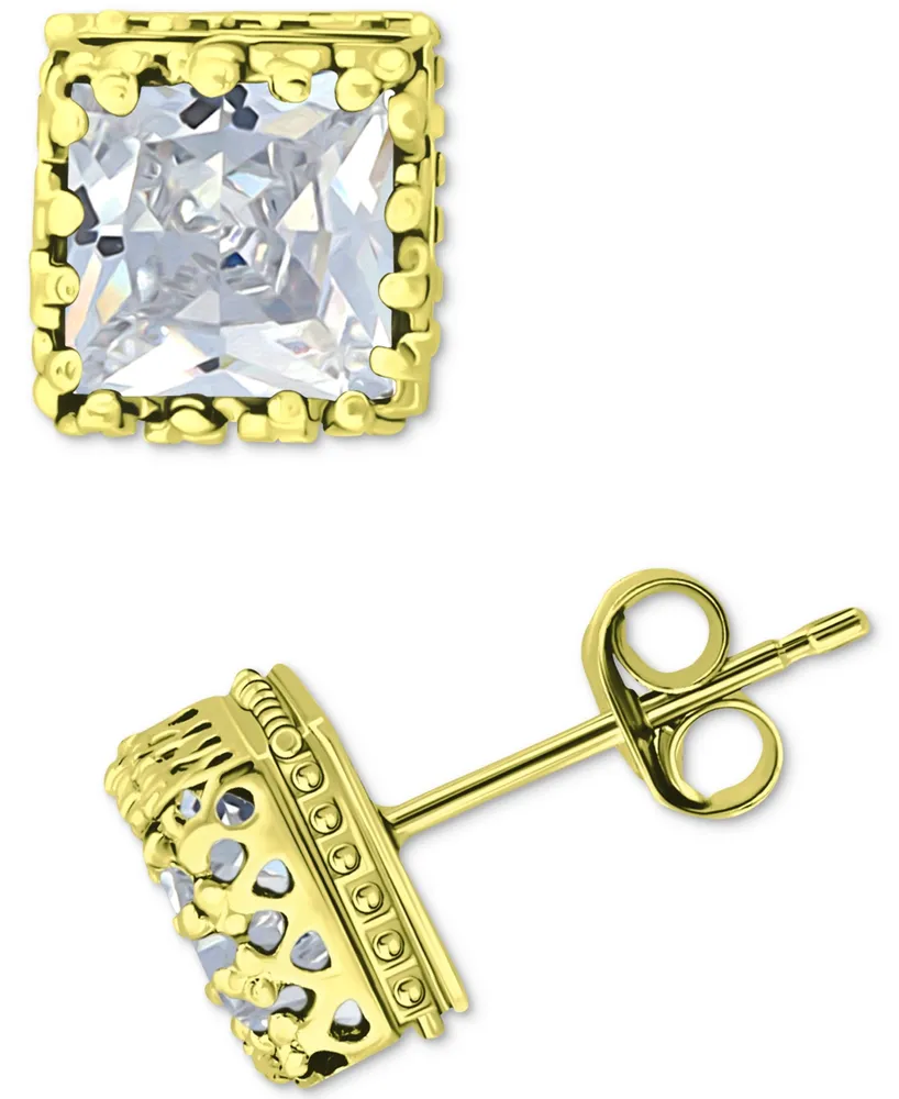 Giani Bernini Cubic Zirconia Princess Stud Earrings Sterling Silver, Created for Macy's