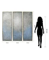 Empire Art Direct Silver Ice 3-Piece Textured Metallic Hand Painted Wall Art Set by Martin Edwards, 60" x 20" x 1.5"