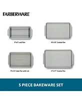 Farberware Nonstick Bakeware Set with On-the-Go Cake Pan and Lid, 5-Piece