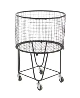 CosmoLiving by Cosmopolitan Black Industrial Metal Storage Cart, 25 x 17