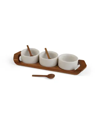 Chevron Condiment Tray with Bowls