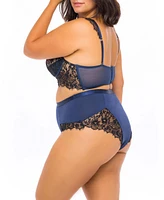 Oh La Cheri Plus Jersey and Eyelash Lace Bra 2pc Lingerie Set