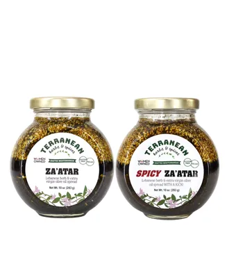 Terranean Herbs Spices Gourmet Za'atar Spread Original and Spicy Duo