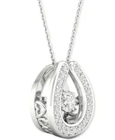 Twinkling Diamond Star Diamond Framed 18" Pendant Necklace (1/5 ct. t.w.) in 10k White Gold