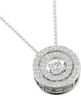 Twinkling Diamond Star Diamond Double Halo 18" Pendant Necklace (3/8 ct. t.w.) in 10k White Gold