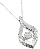 Twinkling Diamond Star Diamond Wishbone 18" Pendant Necklace (1/5 ct. t.w.) in 10k White Gold