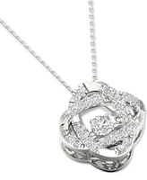 Twinkling Diamond Star Diamond Interlocking Oval 18" Pendant Necklace (1/4 ct. t.w.) in 10k White Gold