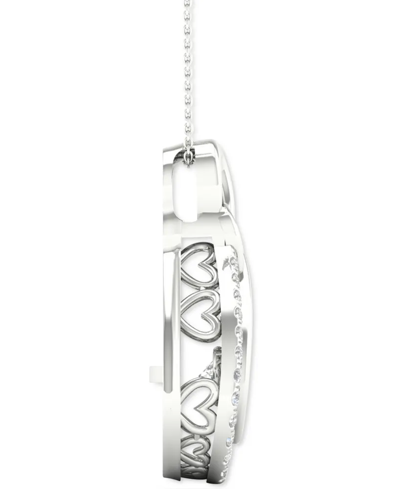 Twinkling Diamond Star Diamond Teardrop 18" Pendant Necklace (1/3 ct. t.w.) in 10k White Gold