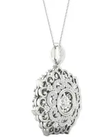 Twinkling Diamond Star Diamond Filigree 18" Pendant Necklace (1/3 ct. t.w.) in 10k White Gold