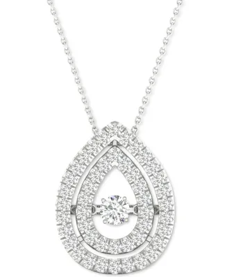 Twinkling Diamond Star Diamond Double Teardrop Halo 18" Pendant Necklace (3/8 ct. t.w.) in 10k White Gold